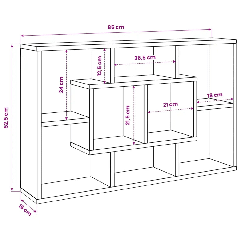 Scaffale da parete Rovere Nero 85 x 16 x 52,5 cm 862105