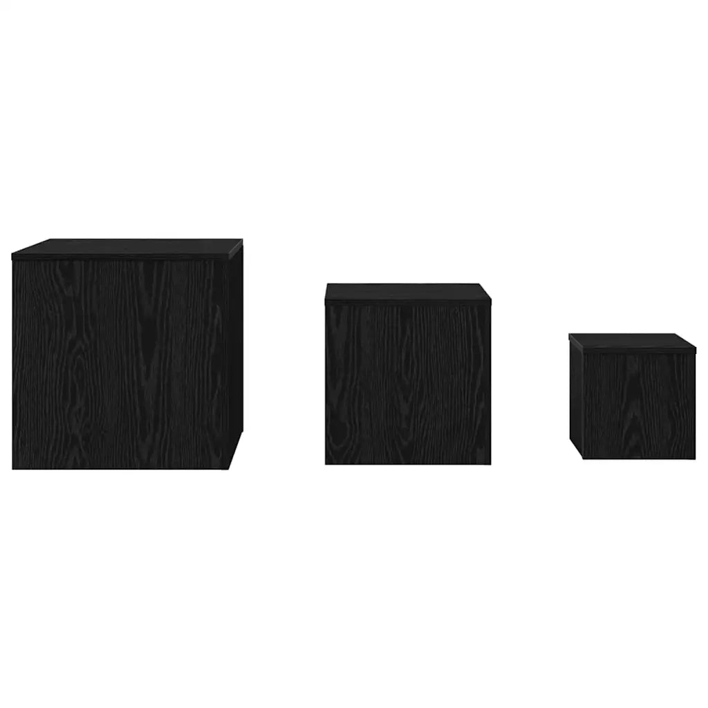 Tavolo Nesting 3 pz Rovere Nero 45 x 45 x 45 cm 862676