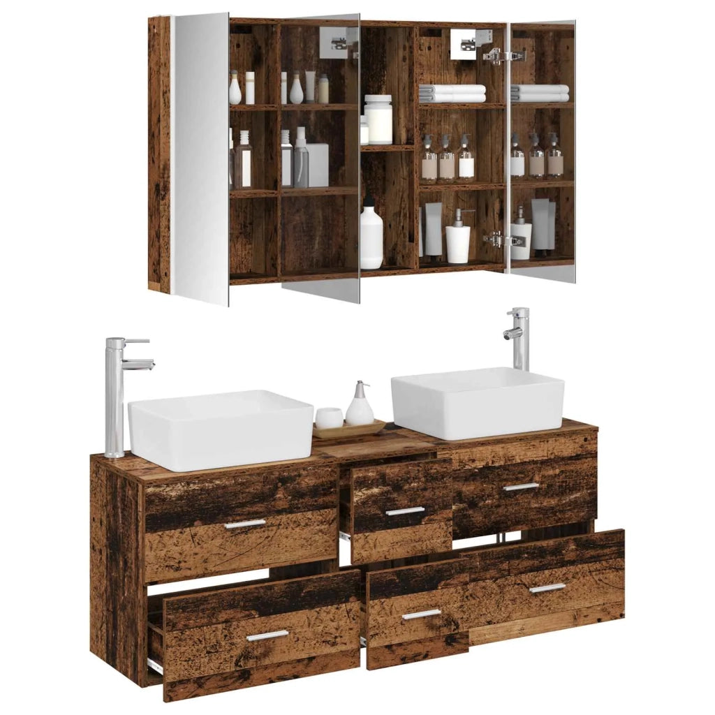 Set di mobili per il bagno 4 pcs Legno antico 3406869
