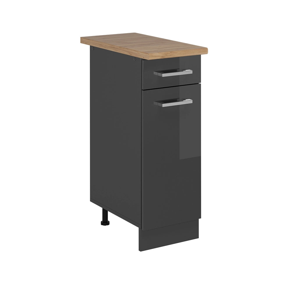 Mobiletto base per cucina R-Line Antracite lucido/Antracite 30 cm, PL Rovere Vicco