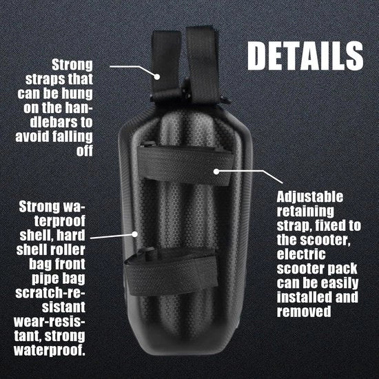 Accessorio acqua resistente per e-scooter - contenitore anteriore - contenitore grande acqua resistente per accessorio - e-scooter universale - contenuto in 3 litri