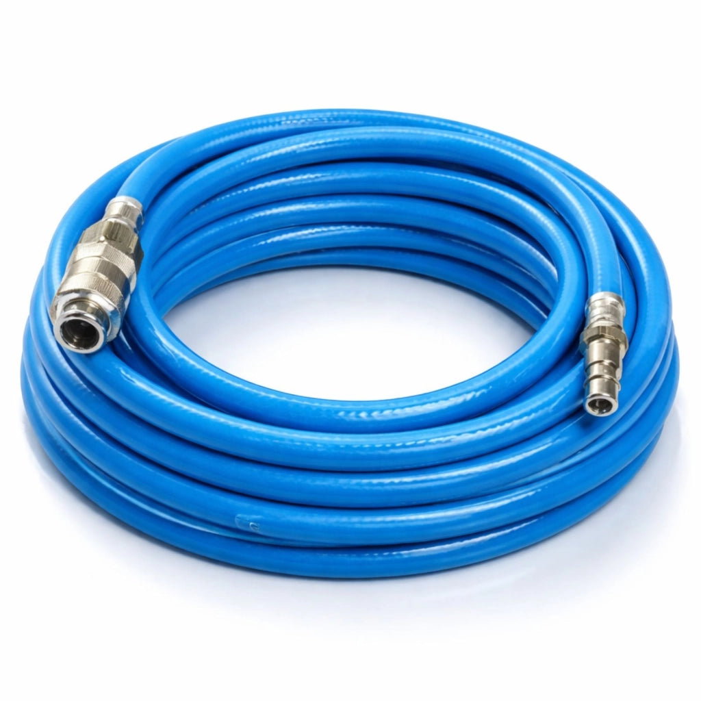 Tubo Aria Compressa 15m PVC Rinforzato 300 PSI Attacco Rapido 1/4'' 10x15 mm