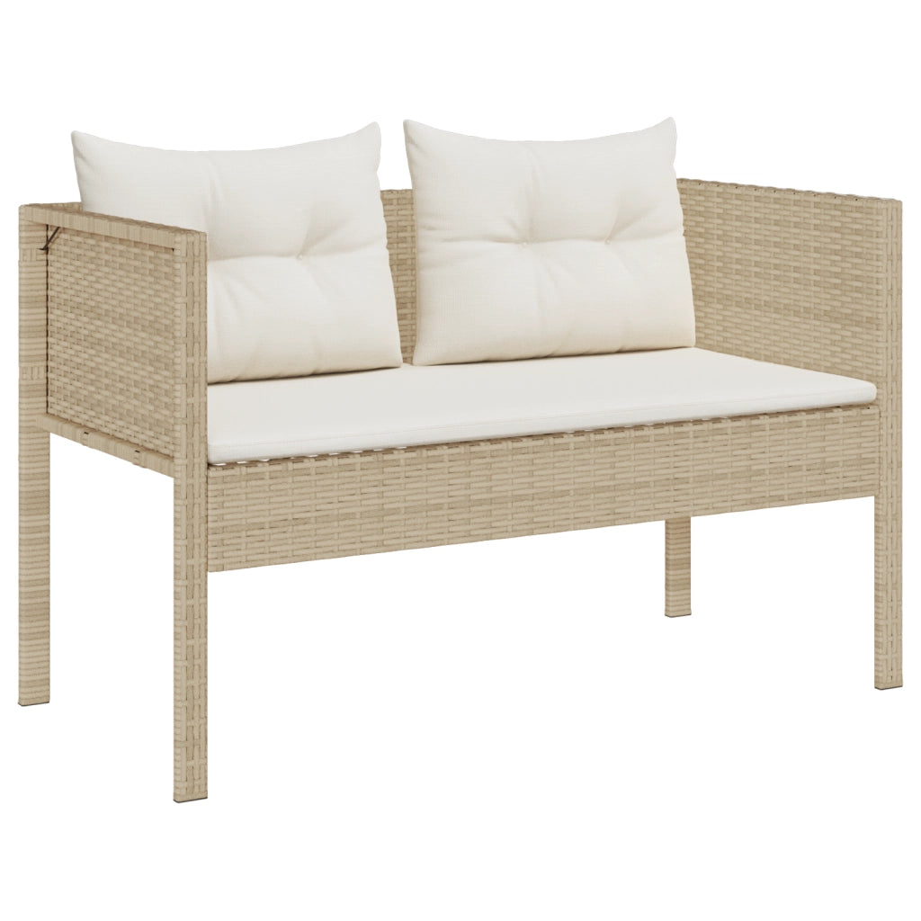 Set Divano da Esterno Beige e Panna Rattan e Tessuto Medio