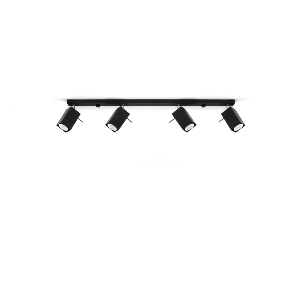 Plafoniera barra BRAVEA Pure Lume 4 faretti GU10 nero/cromo