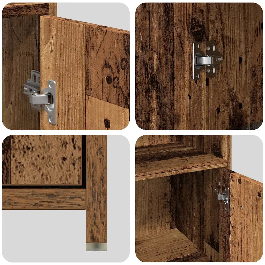 Set Mobili da Bagno 3 pz Legno Antico in Legno Multistrato
