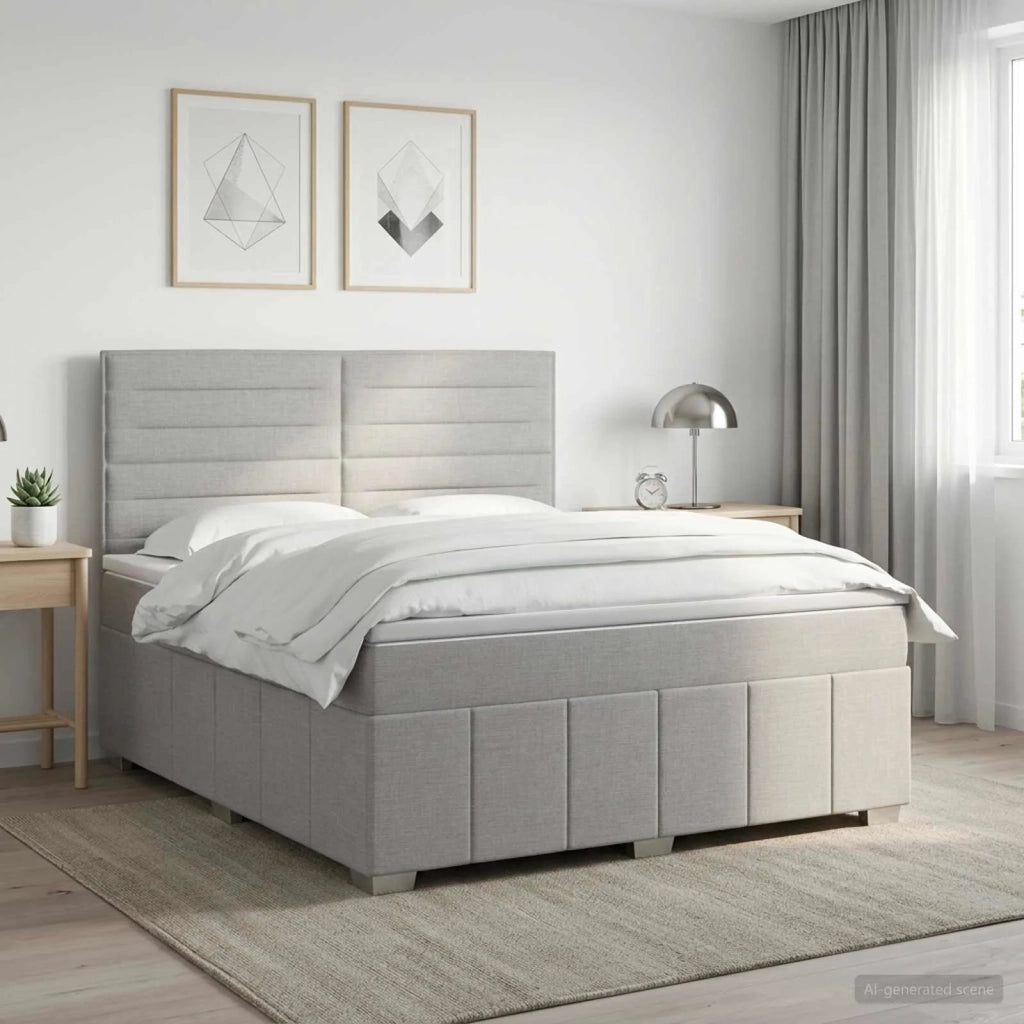 Letto box spring con materasso Grigio Chiaro 140 x 190 cm 3454127