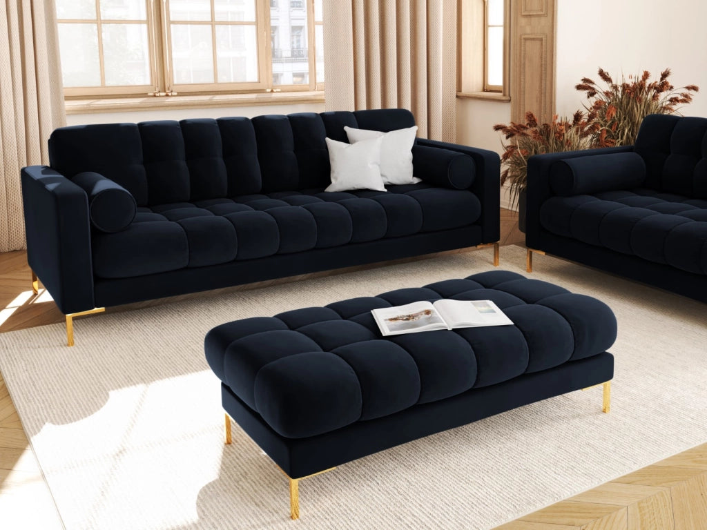 Cosmopolitan Design - Divano "Bali" 4 posti in velluto blu scuro 
