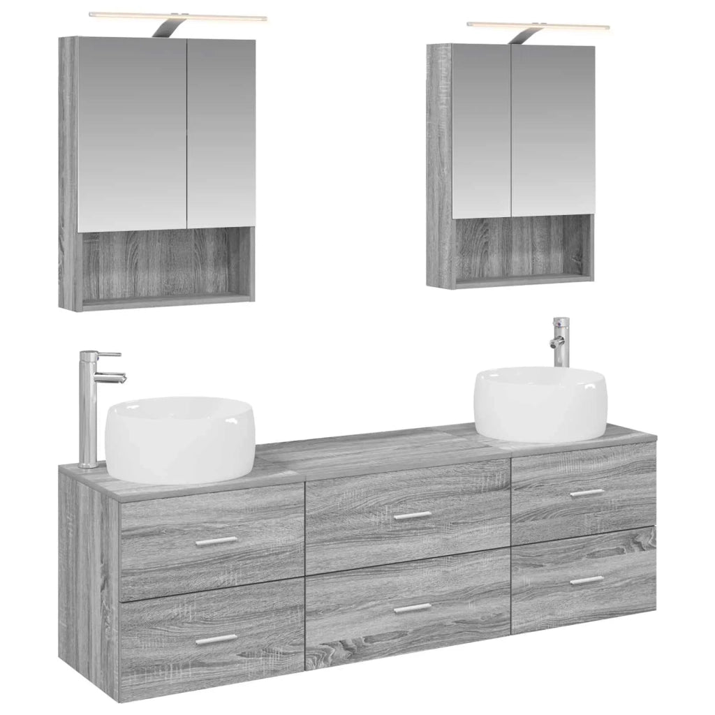 Set di mobili per il bagno 5 pcs Sonoma grigio 3407004