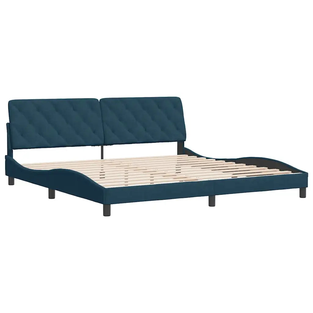 Giroletto senza Materasso Blu 200x200 cm in Velluto