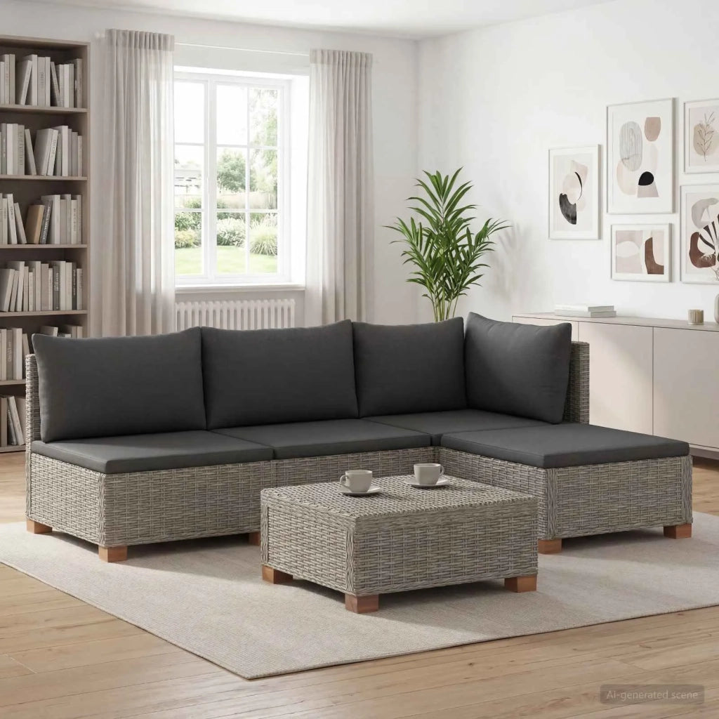5 pz Set Lounge in Rattan con Cuscini GENDT Rattan naturale 3429847