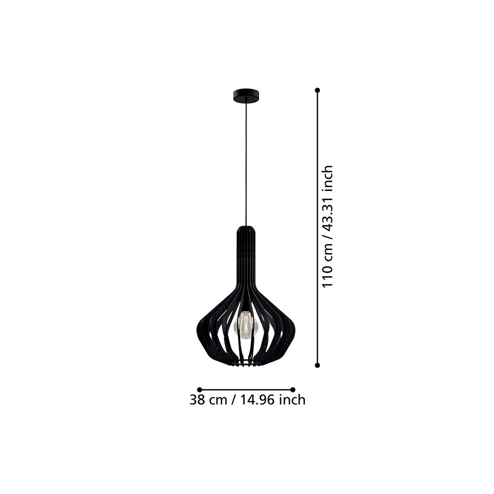 Lampadario Industrial Velasco 1 Luce Acciaio Nero Diffusore Nero