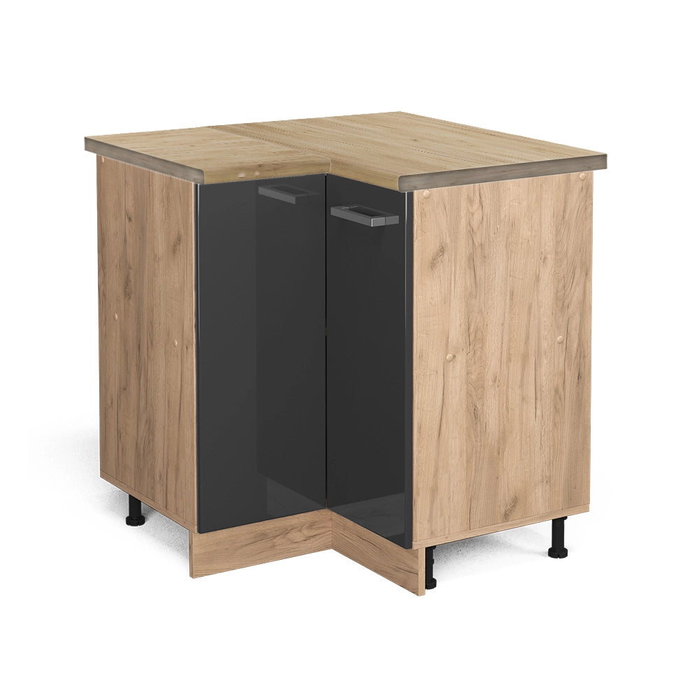 Vicco Mobile ad angolo cucina Antracite lucido 75.6 cm , PL Rovere
