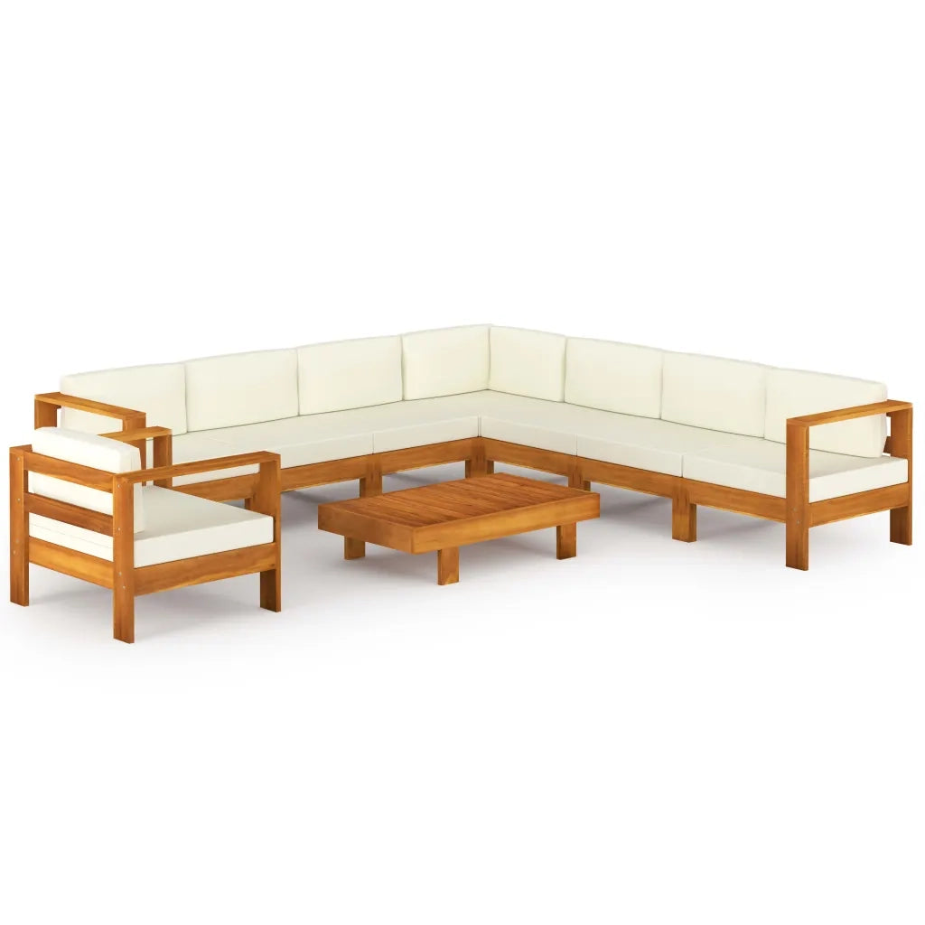 Set da giardino 9 pezzi con cuscini 100x60 cm in legno di acacia 3057941