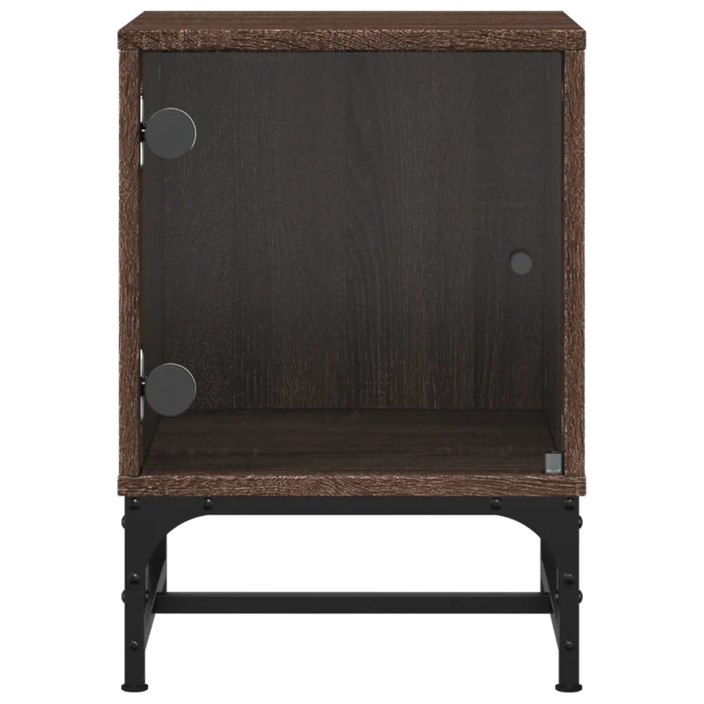 Comodini con Ante in Vetro 2pz-Set di 2 Tavolino da notte Rovere Marrone 35x37x50 cm