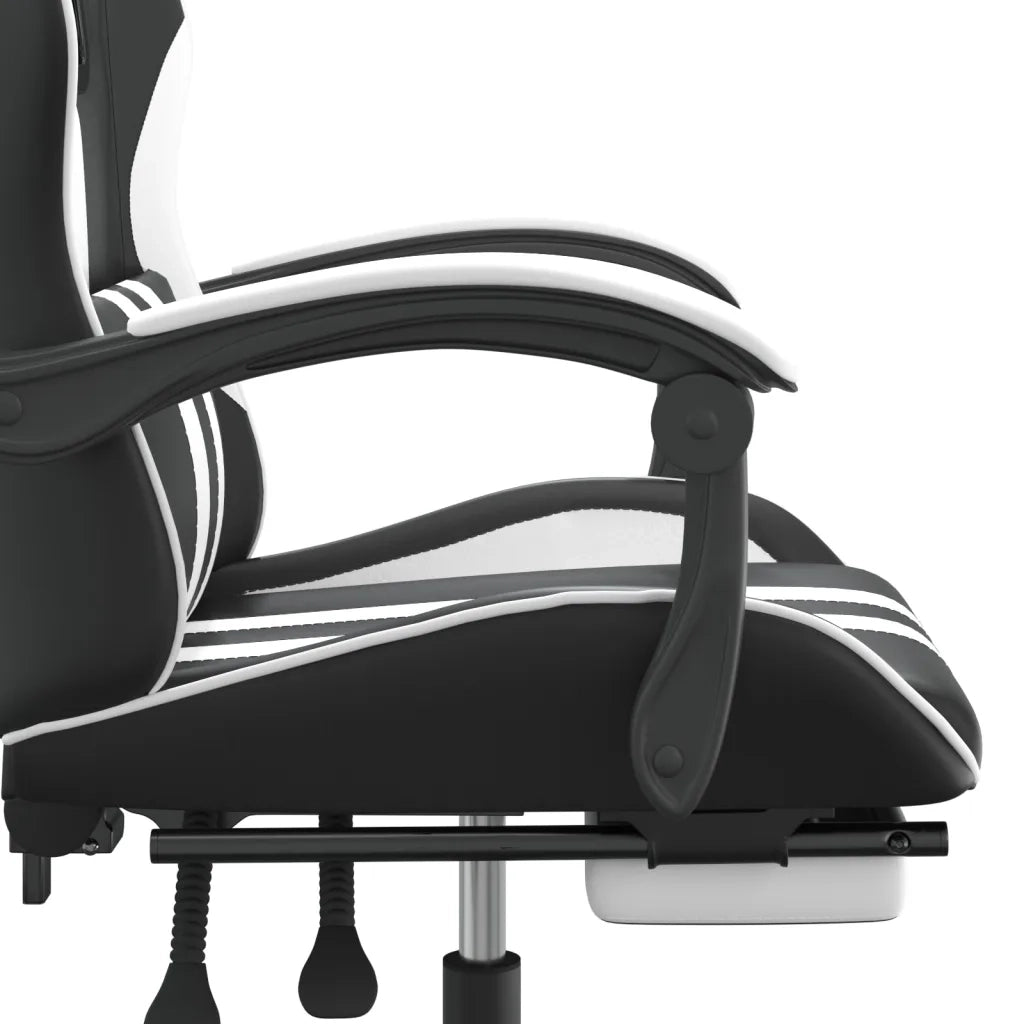 Sedia da Gaming Girevole Poggiapiedi Nero e Bianco Similpelle cod mxl 69328