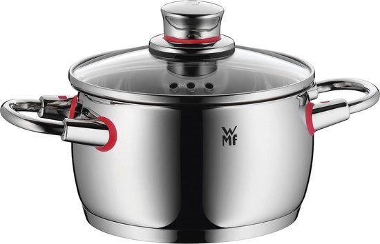 Pentola 16 cm con Coperchio in Vetro - Induzione, Acciaio Inox, 2 Litri