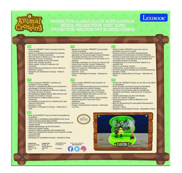 ANIMAL CROSSING - Sveglia con proiettore 3D con suoni