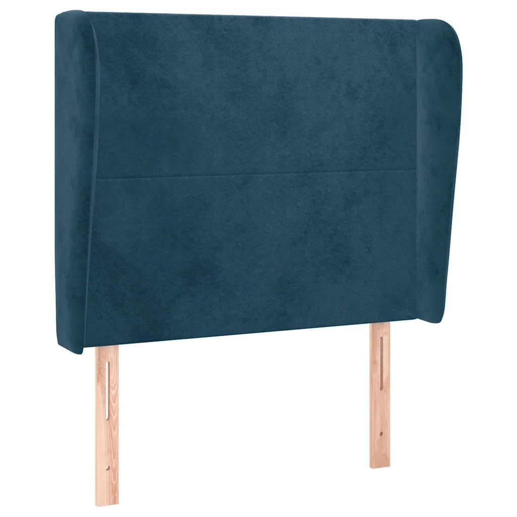 Testiera ad Orecchio-Testata con Orecchie Blu Scuro 93x23x118/128 cm in Velluto 156377