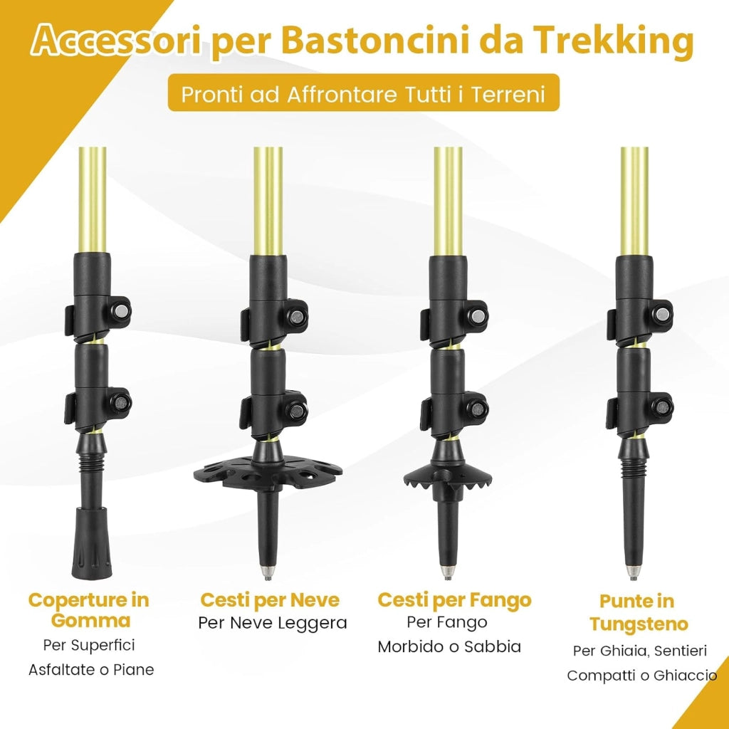 Racchette da Neve per Bambini 28-37, Bastoncini da Trekking Telescopici 51,5-100 cm con Punte in Tungsteno, Dischi Neve e Dischi Fango, Ciaspole da Neve con Legatura a Cricchetto e Borsa
