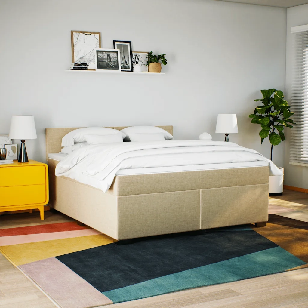 Giroletto a Molle con Materasso Crema 180x200 cm in Tessuto 3288265