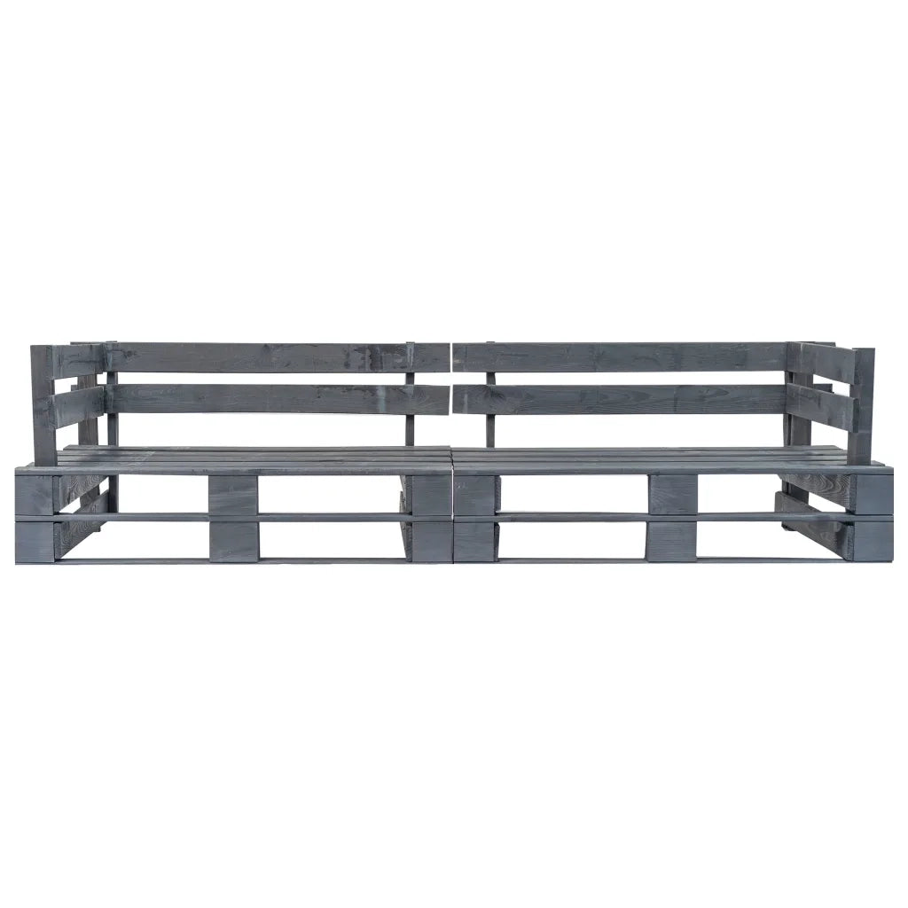 Set Divani Giardino Pallet 2pz con Cuscini Grigi Legno di Pino 275300