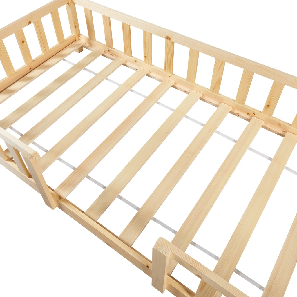 Letto per Cameretta Sisimiut a Forma di Casetta con Materasso 90x200 cm Color Legno Naturale [en.casa] [neu.haus]