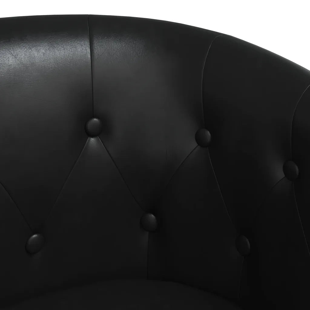 Divano Sedia-Poltrona Cabriolet e Poggiapiedi Nera Similpelle 158606