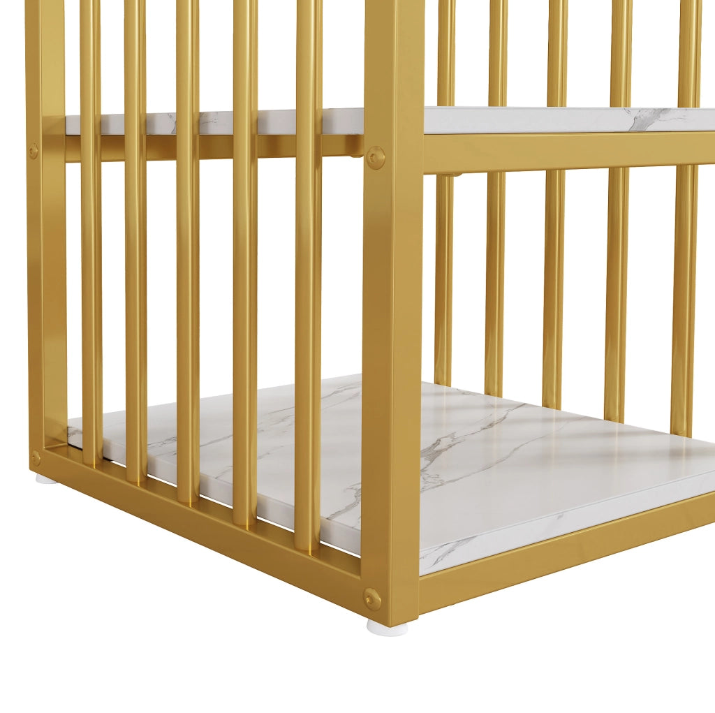 Bartisch con spazio contenitivo 140 x 40 x 105 cm; bianco e oro