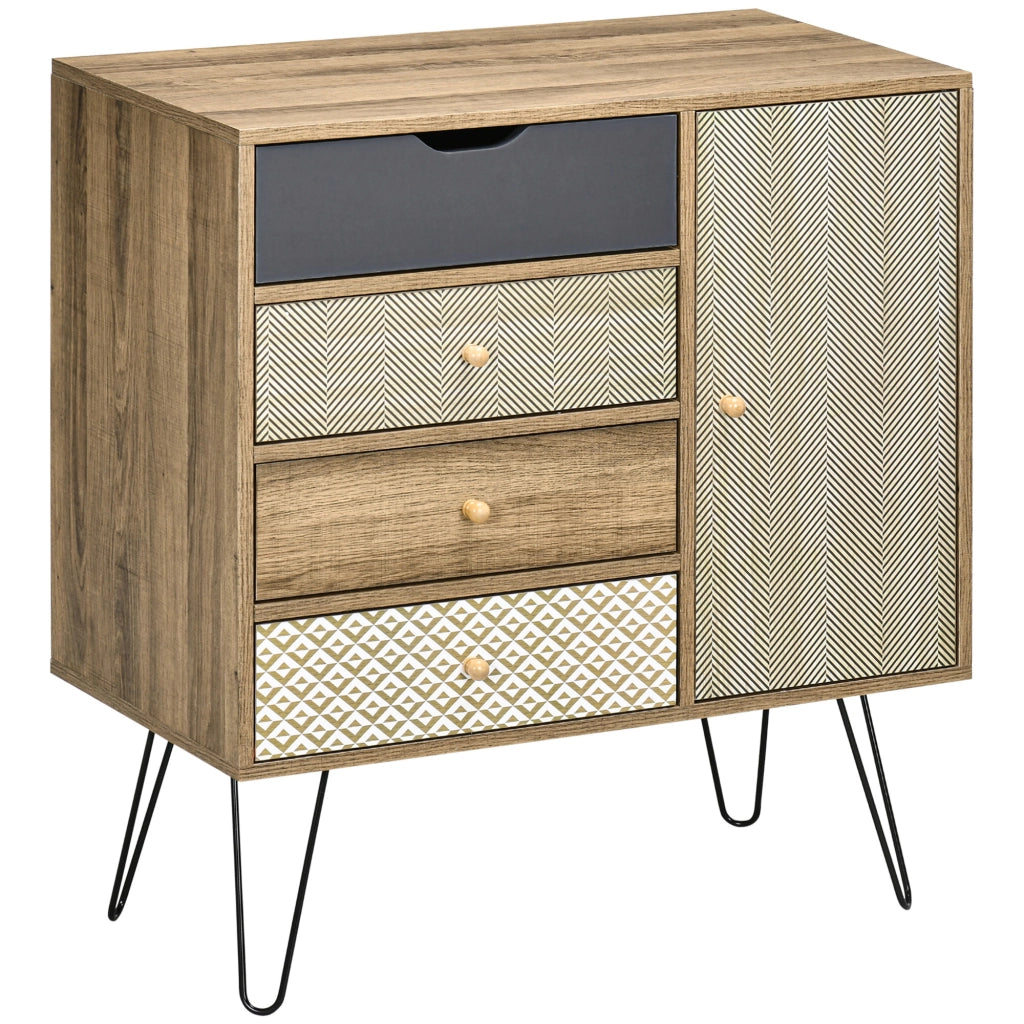 C¨®moda con 4 Cajones ¨C Zephmum ¨C 79x39x86 cm Marrone Legno Metallo