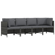 Divano da Giardino a 4 Posti con Cuscini Grigio in Polyrattan cod mxl 70679