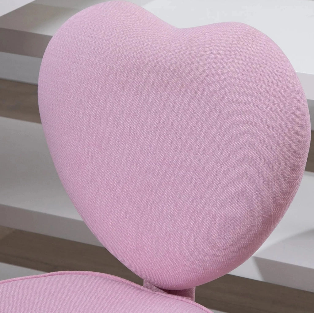 Sedia da ufficio rosa con schienale a cuore regolabile