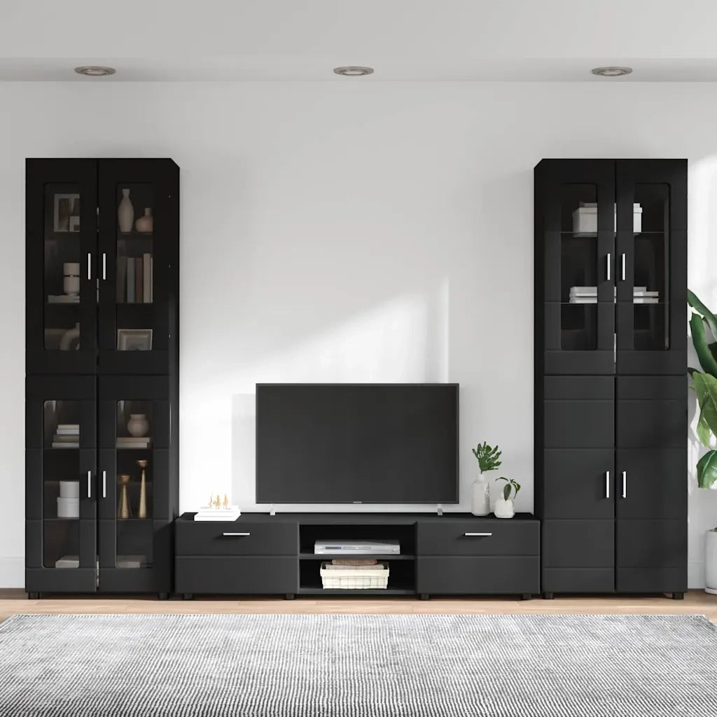 Set mobile TV con cassetto FLORIN 3 pcs Nero Legno multistrato