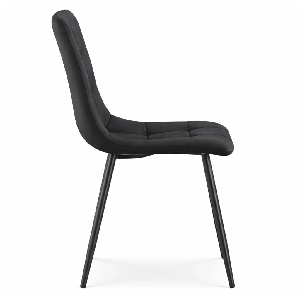 Set di 6 Sedie in velluto trapuntate NERO Nero gambe nere