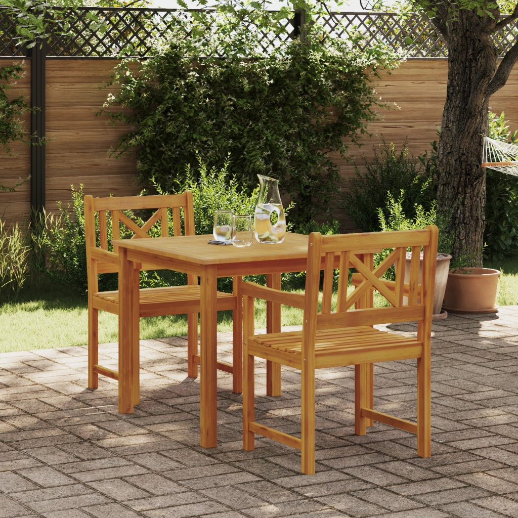 Set da pranzo giardino  in legno massello di acacia da 3 pezzi