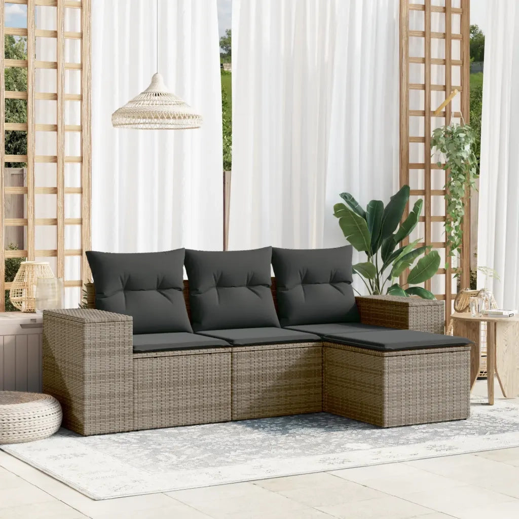 Salotto da Giardino-Set Divani da Giardino 4 pz con Cuscini in Polyrattan Grigio 765982