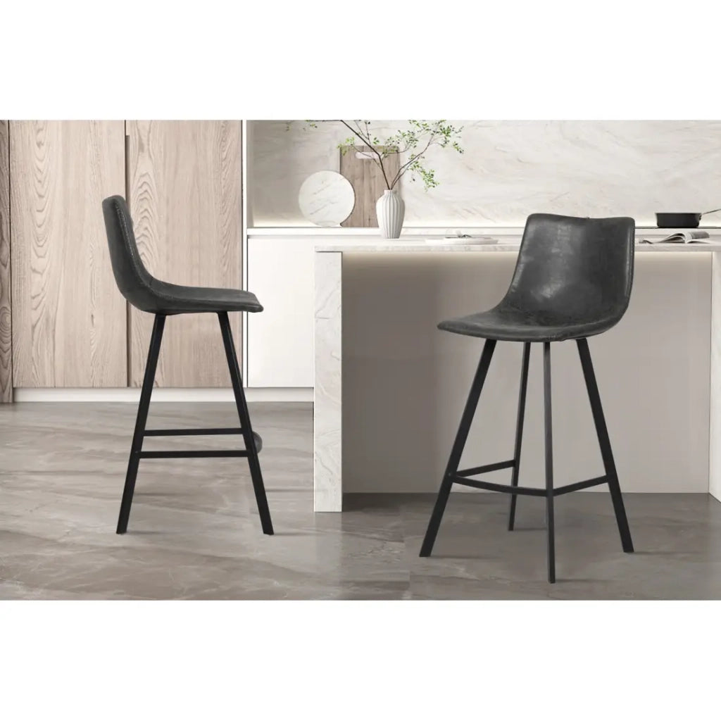 Sedia da bancone OZON – PU nero – Piedi in metallo – Altezza 98 cm – Stile industriale