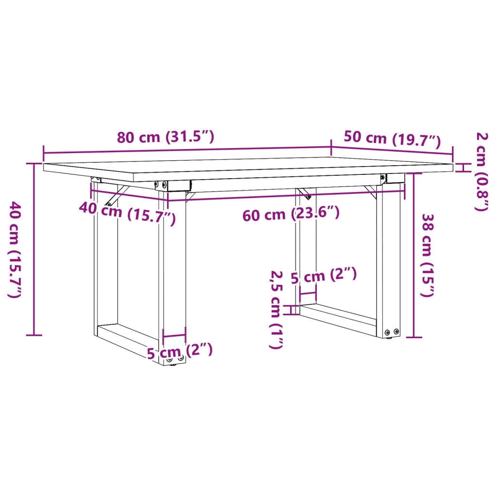 Tavolino da salotto | Tavolino da caff¨¨ | Tavolino da Soggiorno Telaio a O 80x50x40cm Legno Pino e Acciaio