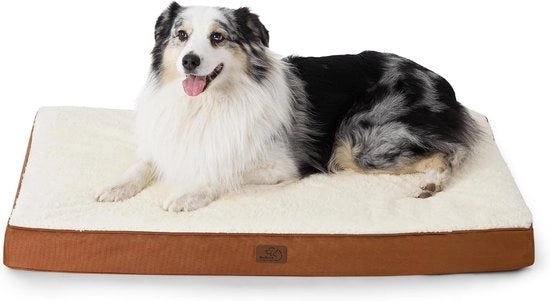 Letto per cani ortopedico per cani grandi, 104 x 74 x 9 cm, cuscino per cani, coperta per cani in lana, lavabile, materasso per cani per cani grandi, colore terra di argilla
