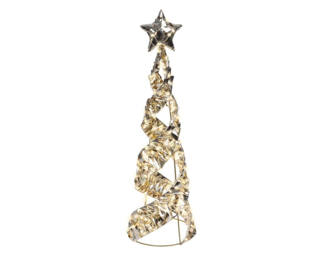 ALBERO CONO ORO LED BIANCO CALDO PER USO ESTERNO DIAMETRO 16X 60H CM