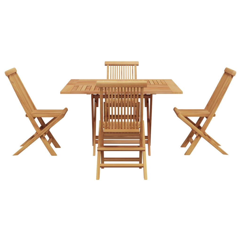 Set da Pranzo da Giardino 5 Pezzi in Legno Massello di Teak