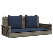 Panca da Giardino | Panchina a dondolo con cuscini grigia 119x56x48 cm in polyrattan