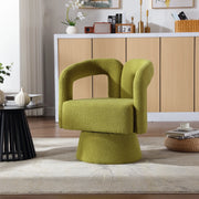 OKWISH Poltrona Girevole a 360 Gradi in Boucle, Seduta Ampia Imbottita, Schienale e Braccioli Arrotondati, Verde Oliva