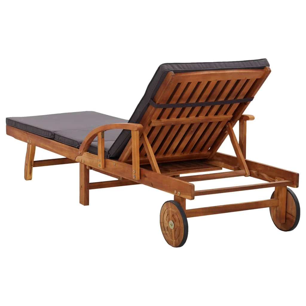 Lettino prendisole sedia a sdraio lettino prendisole letto da giardino mobili da esterno per patio con cuscino legno massello di acacia 02_0012347