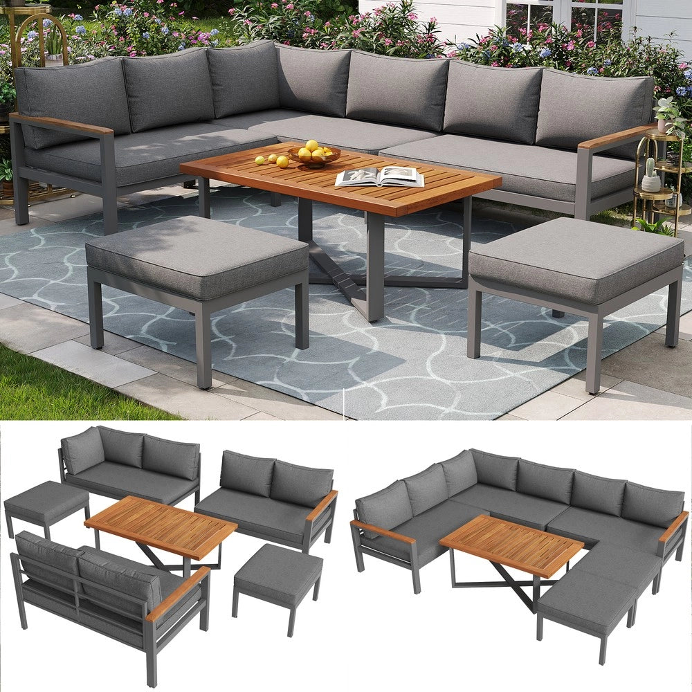 Set lounge giardino 7-8 persone - Zephmum- Struttura ferro zincato resistente alle intemperie