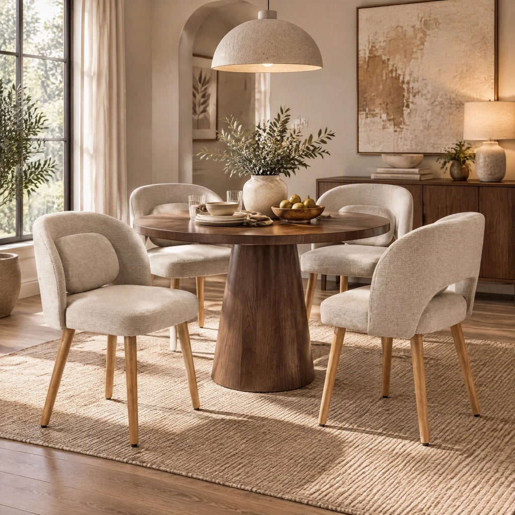 Set di 2 Sedie da Pranzo in Legno con Cuscino Imbottito