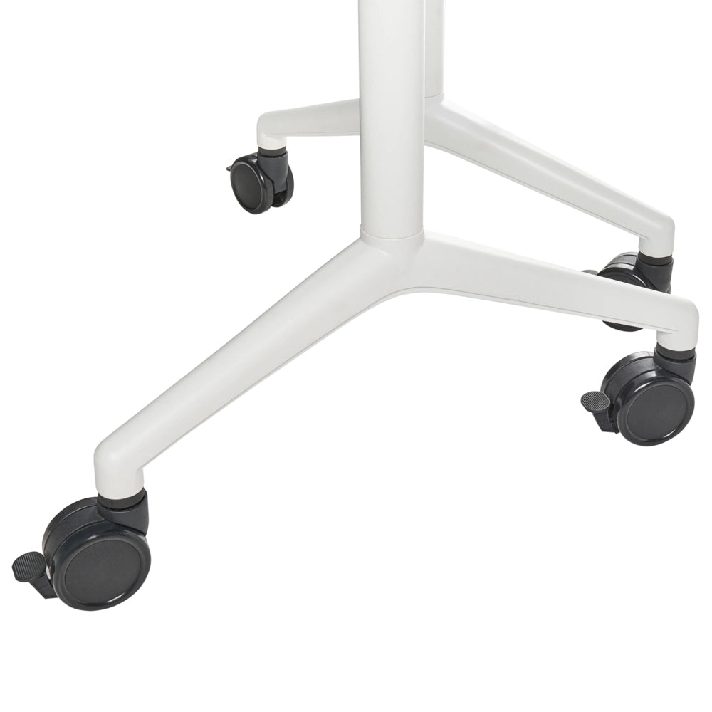 Scrivania pieghevole moderna ad angolo con rotelle 90 x 64 cm Struttura in metallo bianco Design moderno