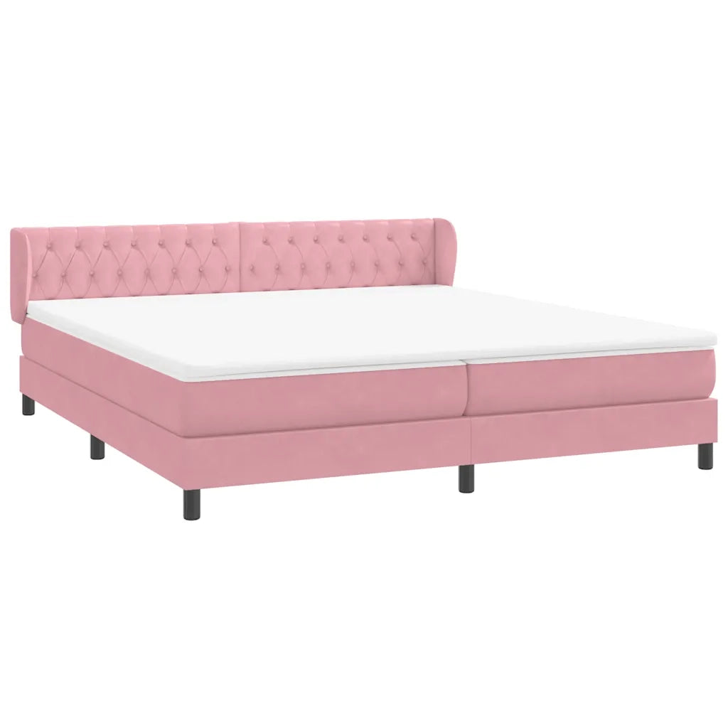 Giroletto a Molle con Materassi Rosa 180x210 cm in Velluto 3317792