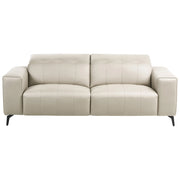 Divano in ecopelle con poggiatesta regolabile e gambe in metallo Beige stile moderno