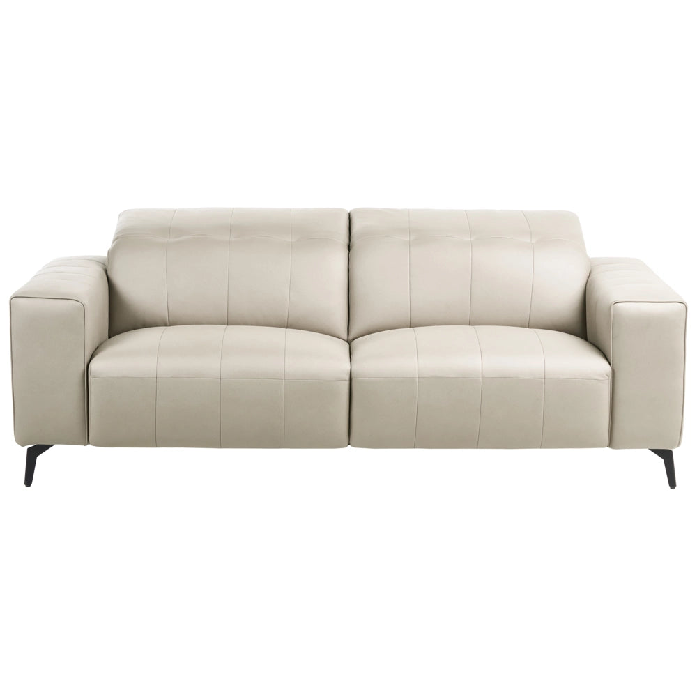 Divano in ecopelle con poggiatesta regolabile e gambe in metallo Beige stile moderno