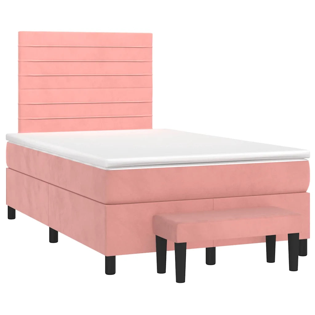 Giroletto a Molle con Materasso Rosa 120x190 cm in Velluto 3270480